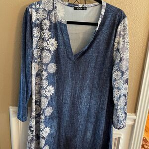 Lily Daisy Denim Women’s Tunic Top XL